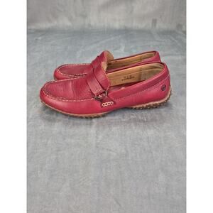 Born Shoes Leather Loafer Flats Driving Moc Comfort Slip On Red Womens Size 10